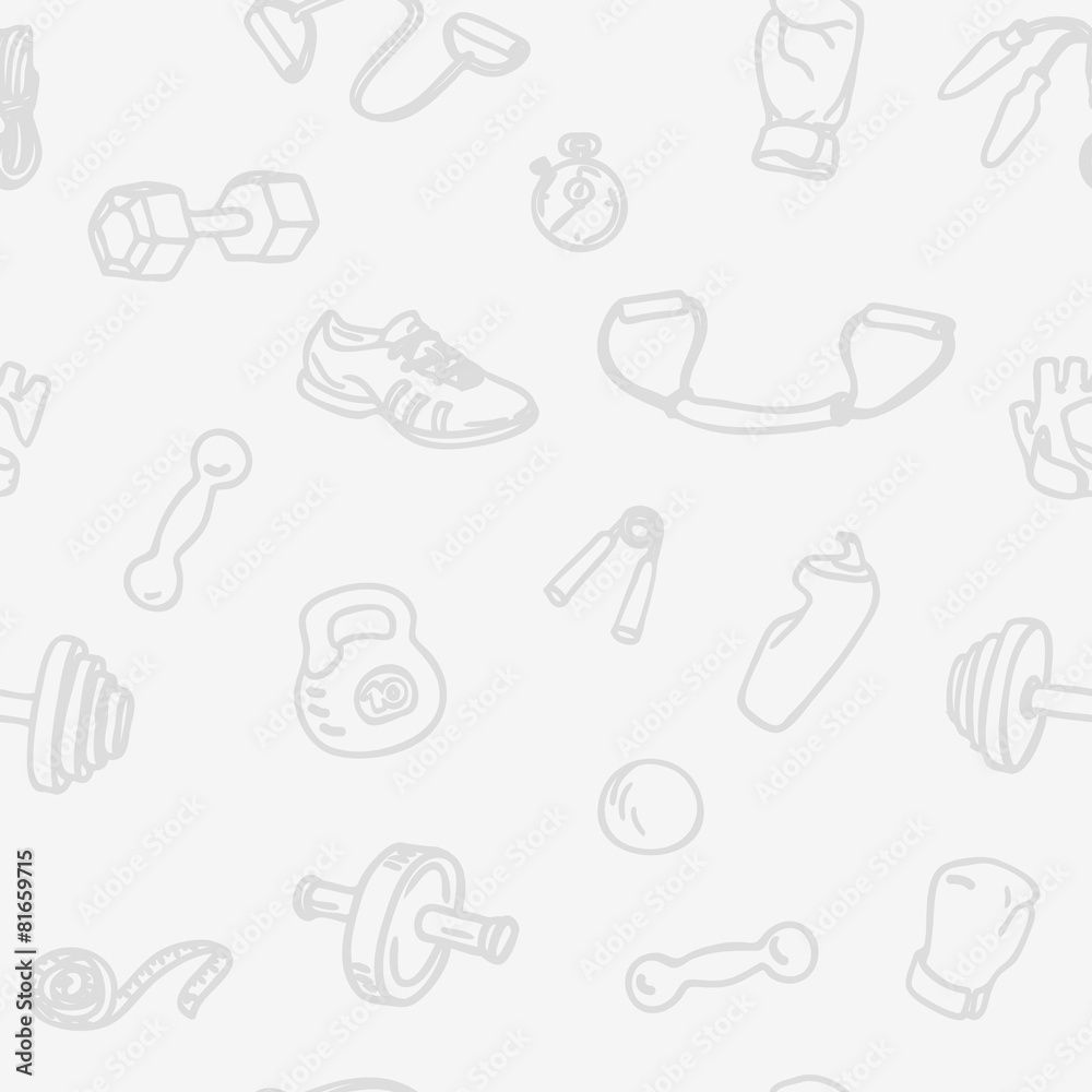Fitness and gym hand drawn seamless pattern. Light sports Fitness and gym hand drawn seamless pattern. Light sports