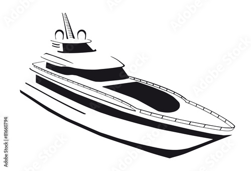 silhouette of the yacht. Ship.