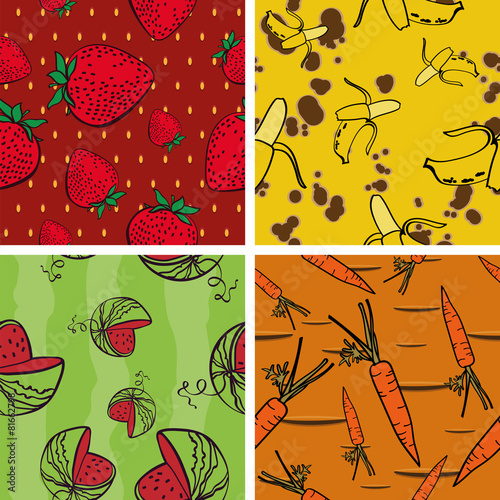 Seamless Background with Bright Vegetarian Pattern(4 in set)