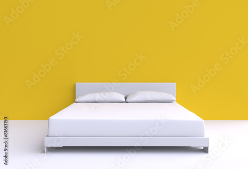 Modern bed with two pillows
