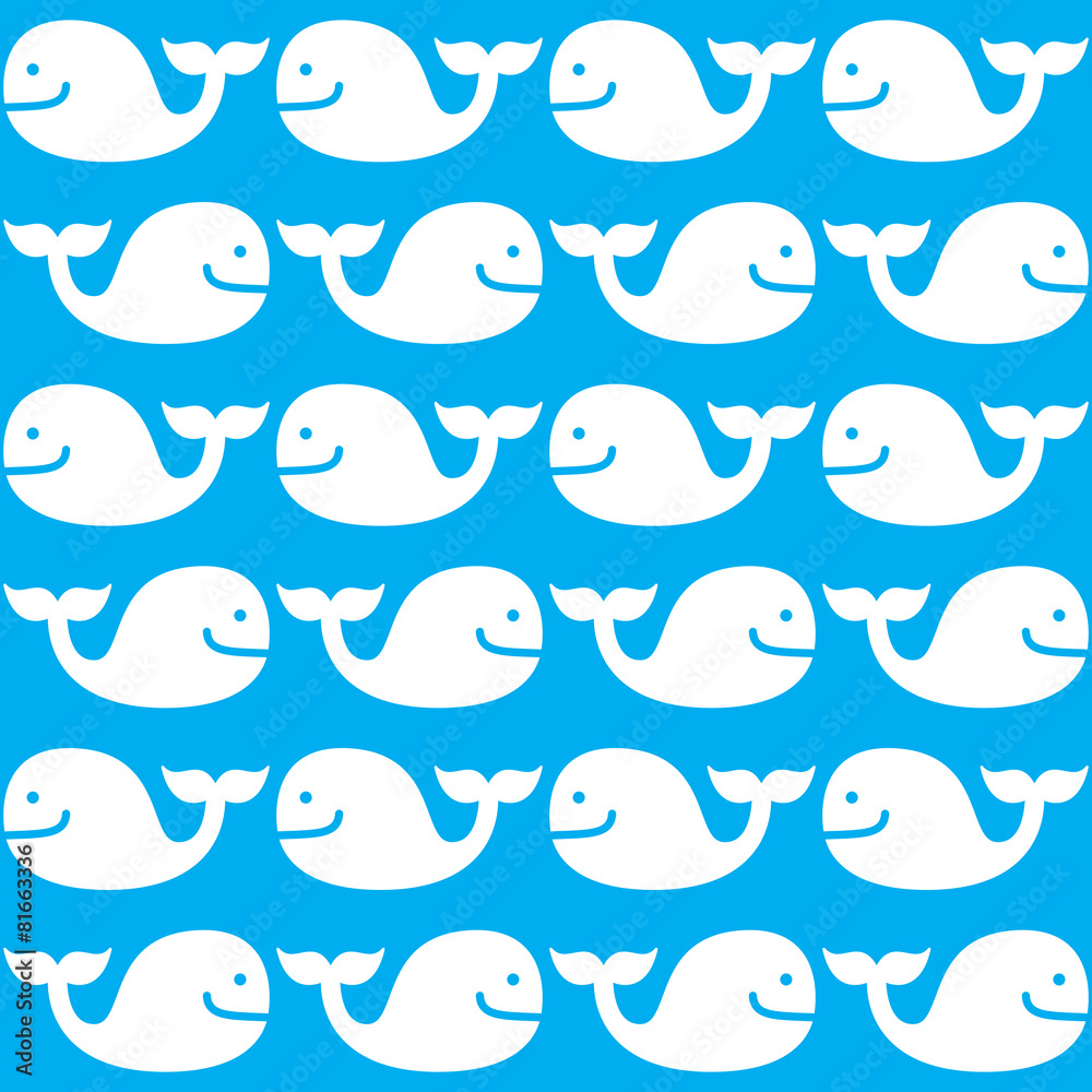 Whale seamless blue and white pattern Whale seamless blue and white pattern