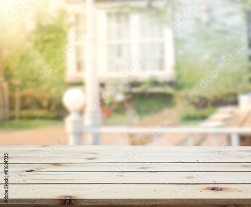 Table Top And Blur Building Background