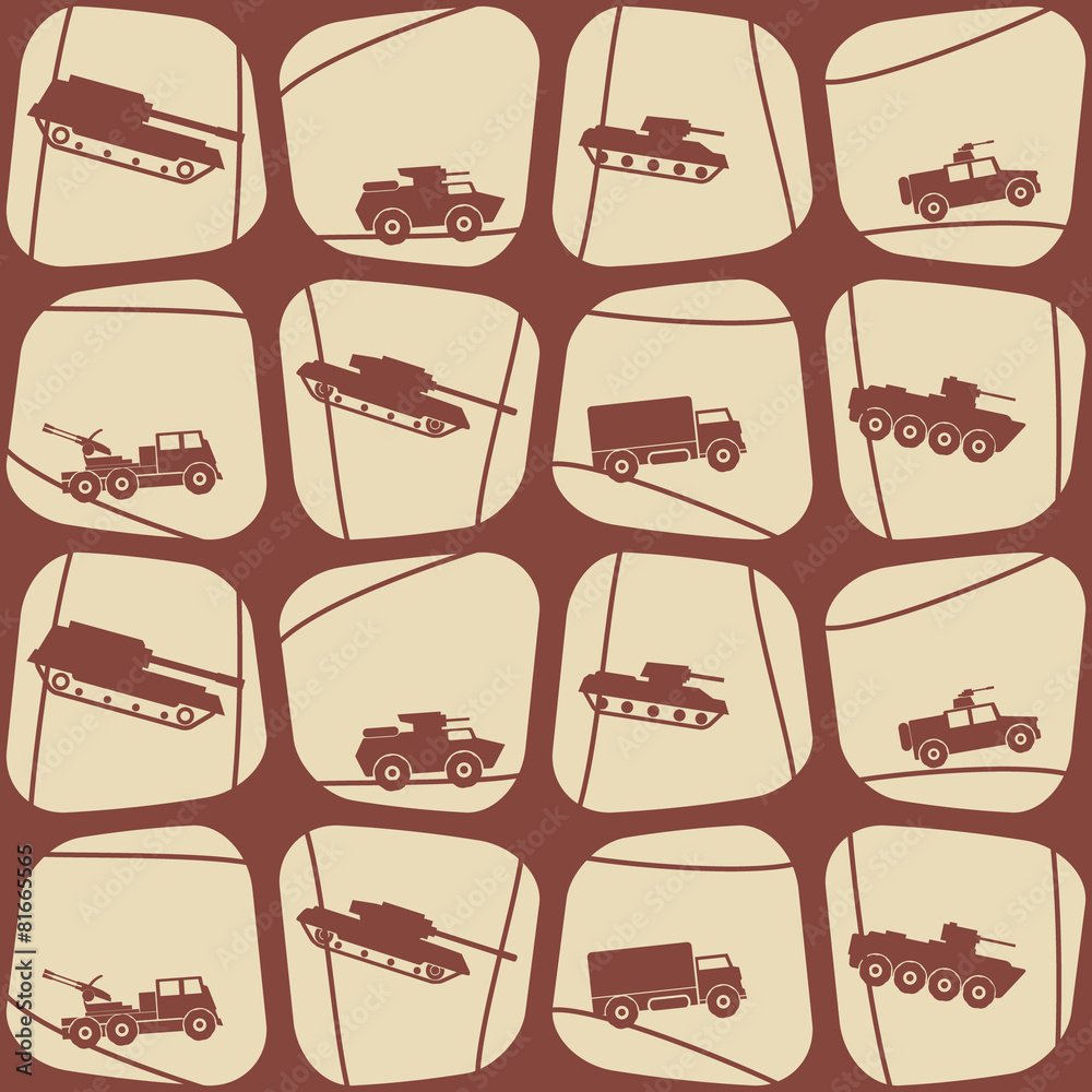 Seamless background with army vehicle for your design Seamless background with army vehicle for your design