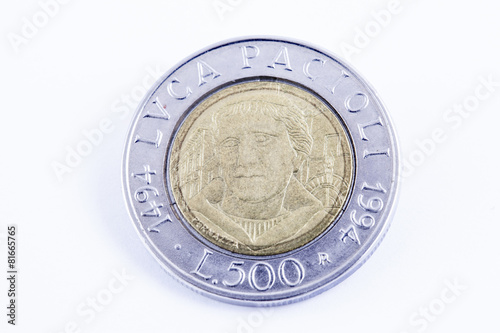 La lira, moneta italiana: Luca Pacioli le cinquecento lire photo