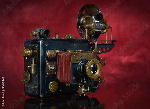 steampunk on a red background