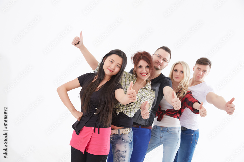 a group of students showing thumb a group of students showing thumb