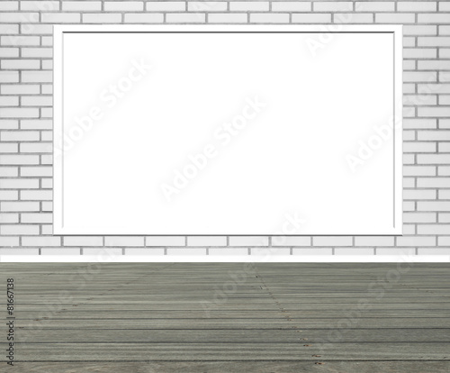 Street scene with Red brick wall and vertical empty billboards © STOCKSTUDIO