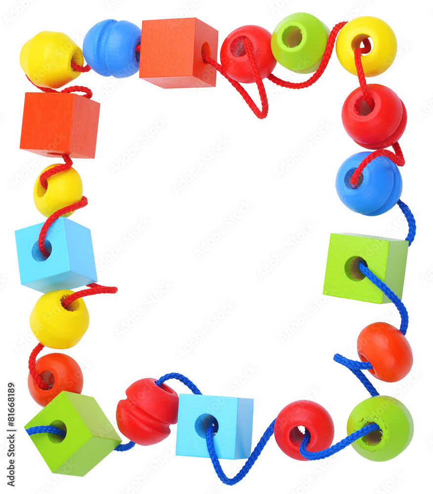 ..children frame from wooden cubes and spheres ..children frame from wooden cubes and spheres