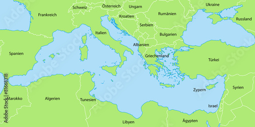 Mittelmeer - Karte in Grün