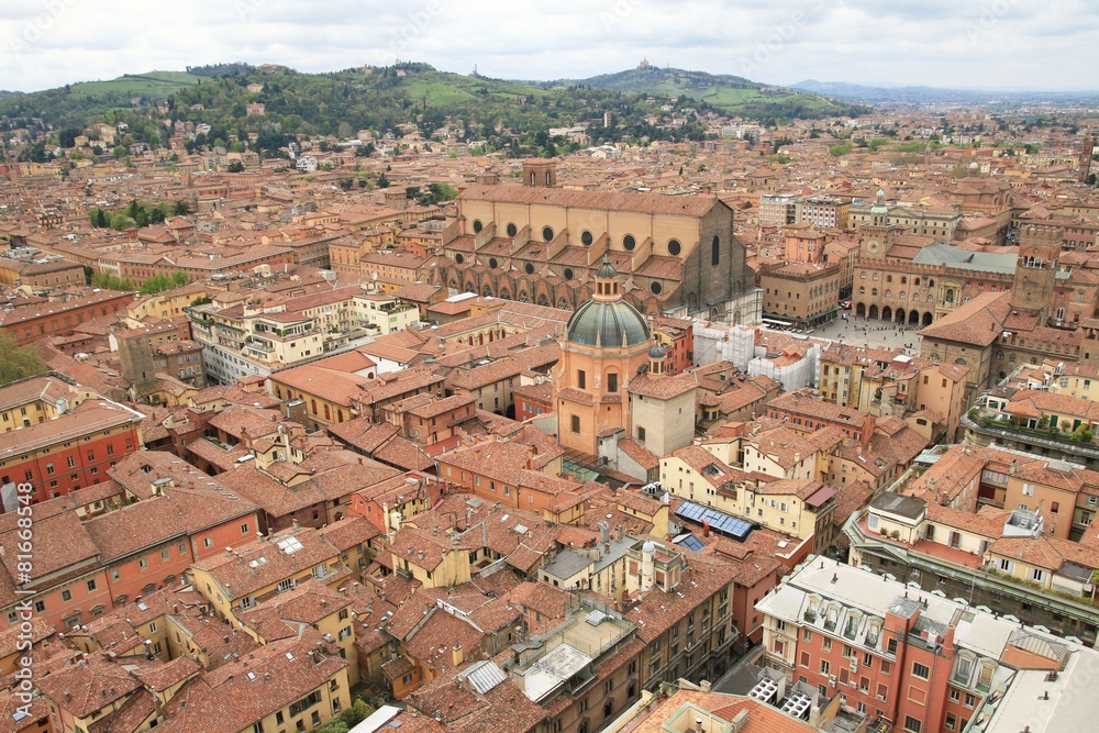 Roofs of the town Bologna in Italy