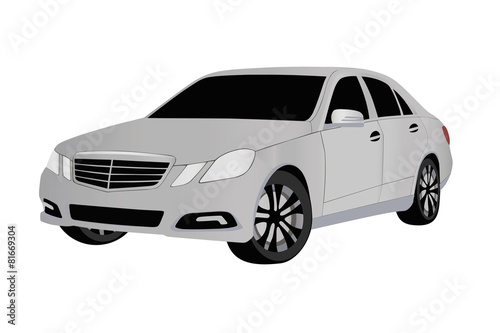 A foreign car in a vector on a white background.The logo of the car. Vector illustration of a foreign car.