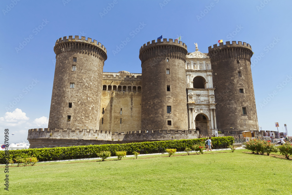 The medieval castle of Maschio Angioino or Castel Nuovo in Naple