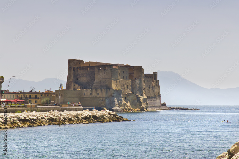 Castel dell'Ovo, a medieval fortress in the bay of Naples, Italy Castel dell'Ovo, a medieval fortress in the bay of Naples, Italy