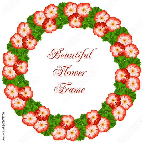 Fototapeta Naklejka Na Ścianę i Meble -  Vintage flower frame with geranium