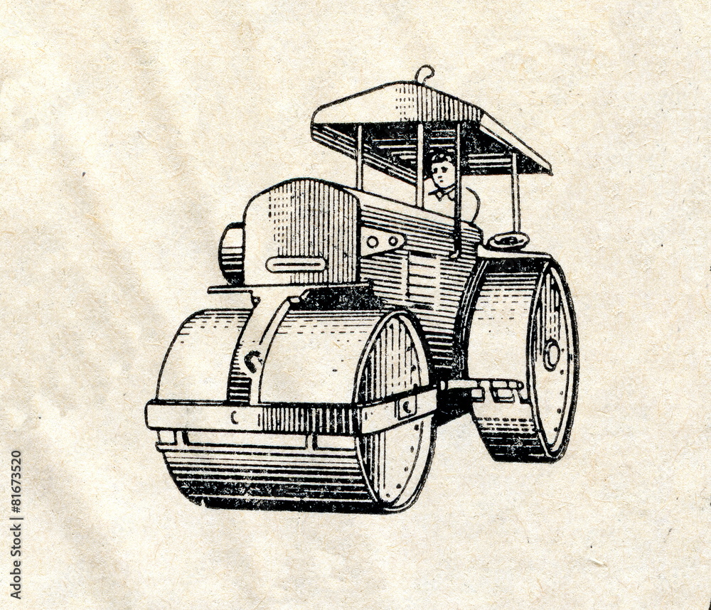 Three wheel road roller Stock Illustration | Adobe Stock