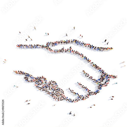 people in the form of a handshake.