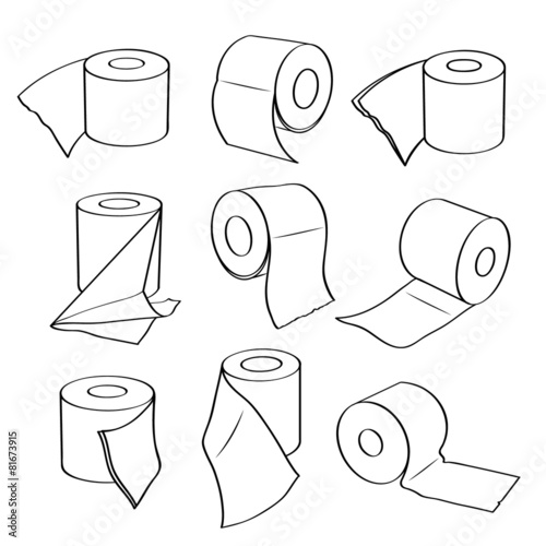 Simple set icons of toilet paper rolls.