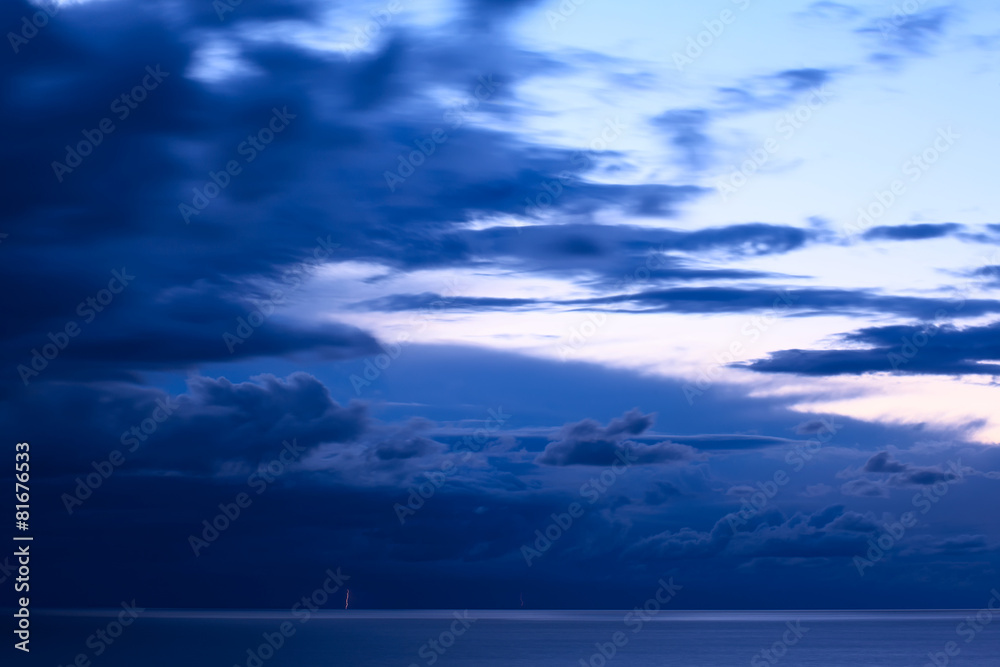 Naklejka premium Storm clouds and lightning over Lake Titicaca in Bolivia