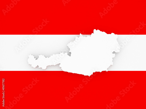Three-dimensional map of Austria.
