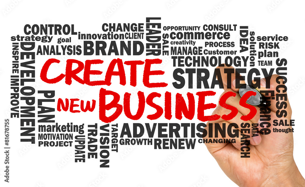 create new business with related word cloud handwritten on white create new business with related word cloud handwritten on white
