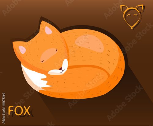 Sleeping fox put a muzzle on the tail