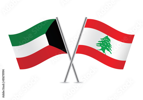 Kuwait and Lebanon flags. Vector illustration. Free Download Kuwait and Lebanon flags. Vector illustration. - GFXLoad