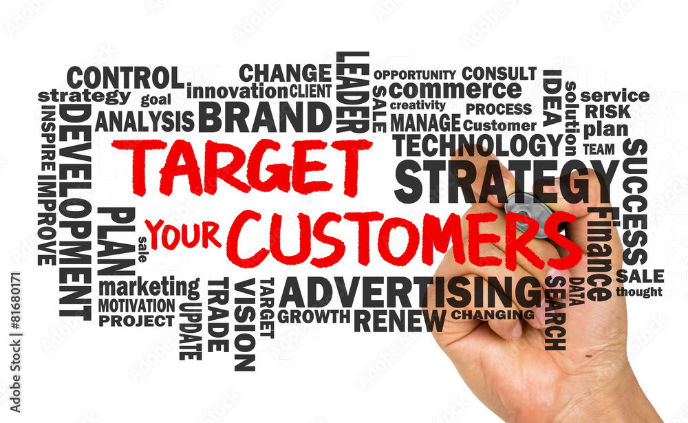 target your customers with related word cloud handwritten on whi target your customers with related word cloud handwritten on whi
