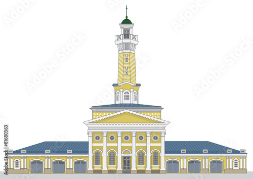 Fire watch old tower in Kostroma city