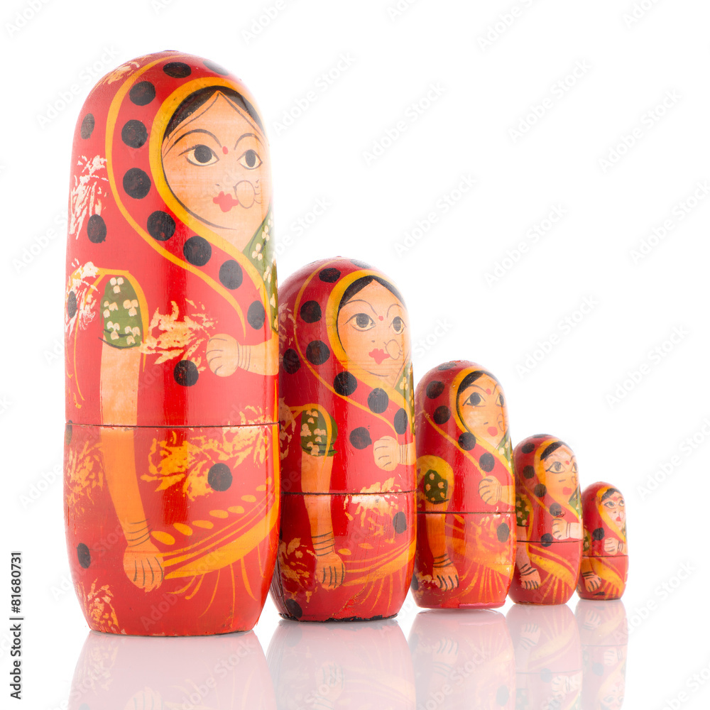 Five red Babushka