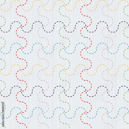 Traditional Japanese Embroidery Ornament with colorful waves. Sa