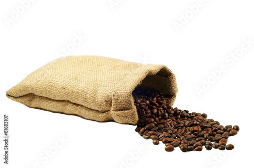 Coffee beans falling out of the bag