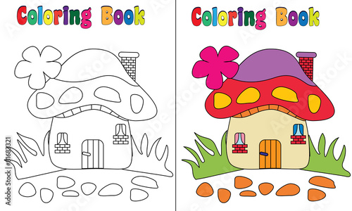 Coloring Book Mushroom House