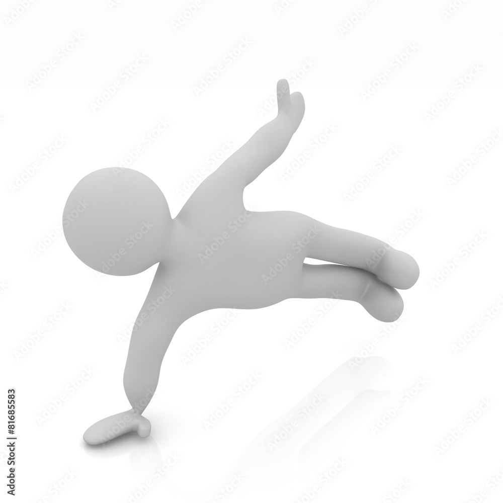 3d man isolated on white. Series: morning exercises - making pus 3d man isolated on white. Series: morning exercises - making pus