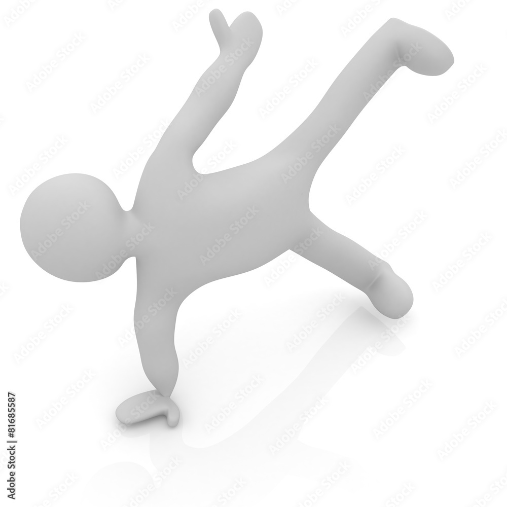 3d man isolated on white. Series: morning exercises - making pus 3d man isolated on white. Series: morning exercises - making pus