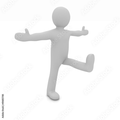 3d man isolated on white. Series: morning exercises - hands in s