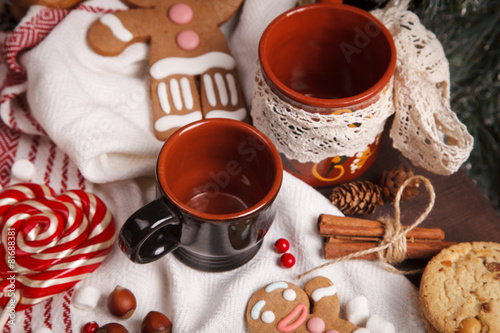 cups on holiday decorations