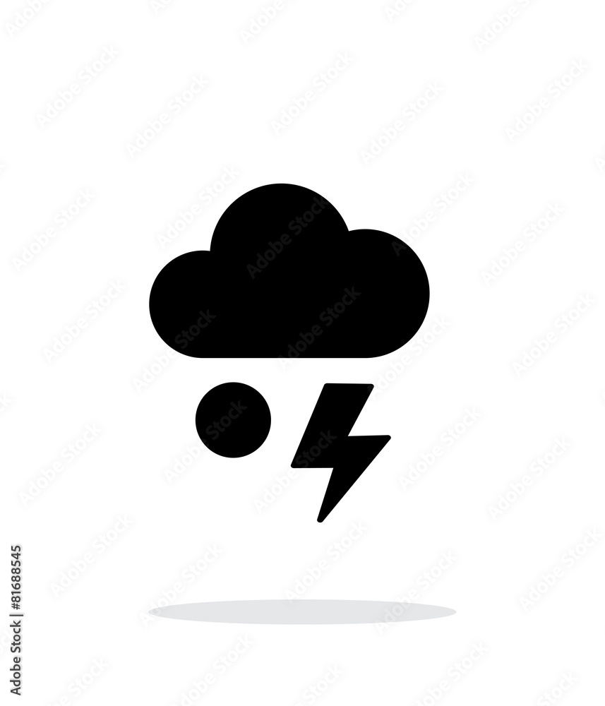 Hail with lightning weather simple icon on white background.