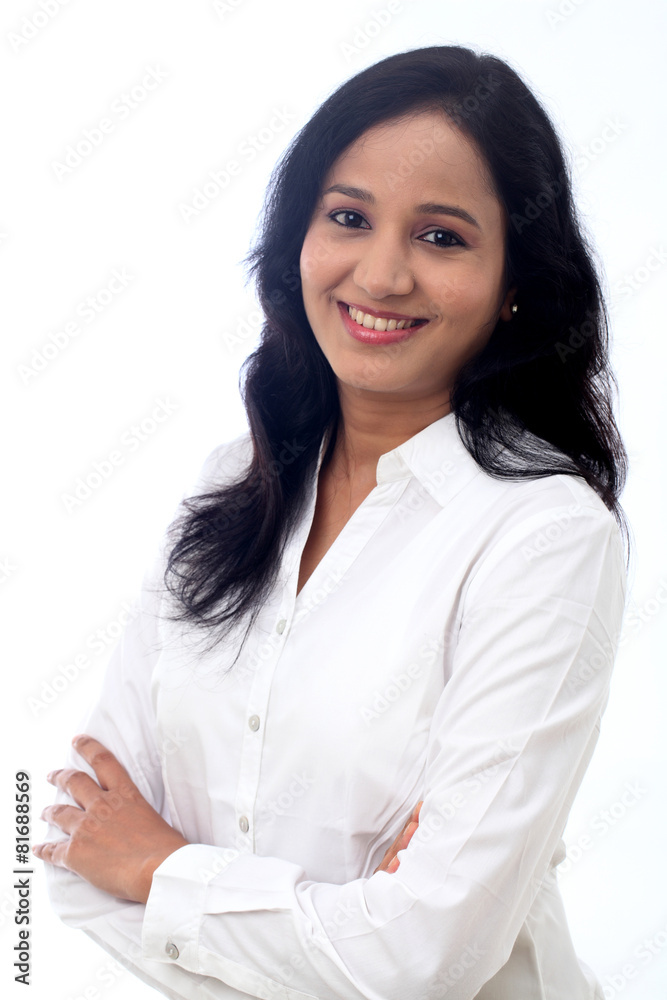 Confident Businesswoman against white background Confident Businesswoman against white background