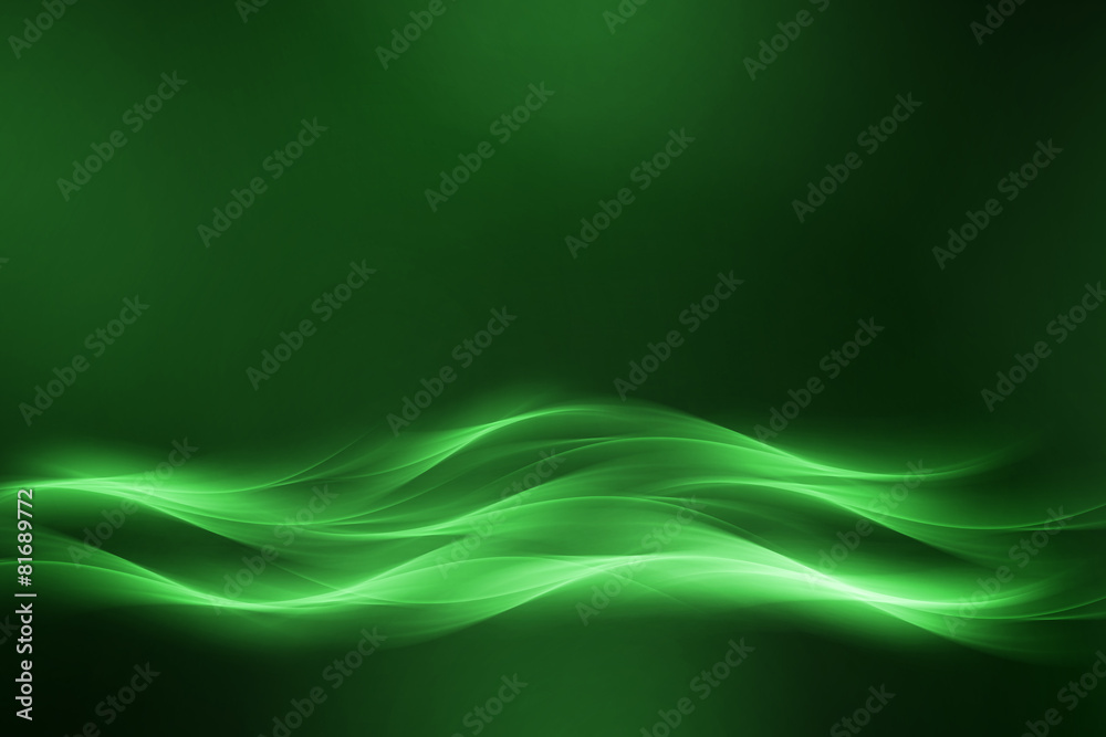 Light Green Waves - obrazy, fototapety, plakaty 