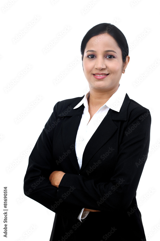 Confident Businesswoman against white background Confident Businesswoman against white background