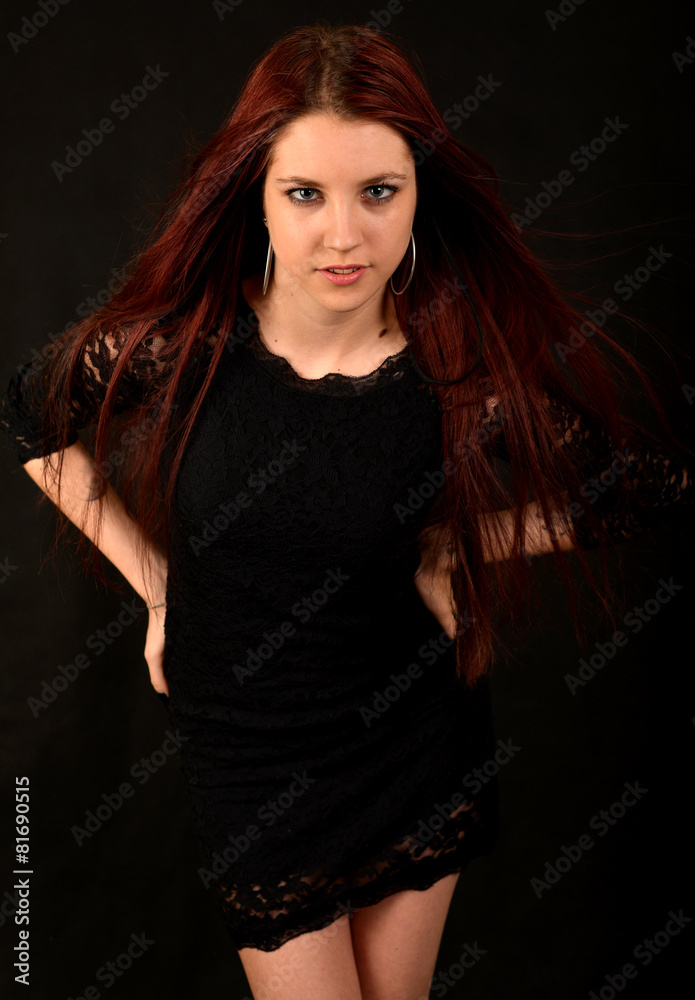 Fototapeta premium woman portrait isolated on black backgtround