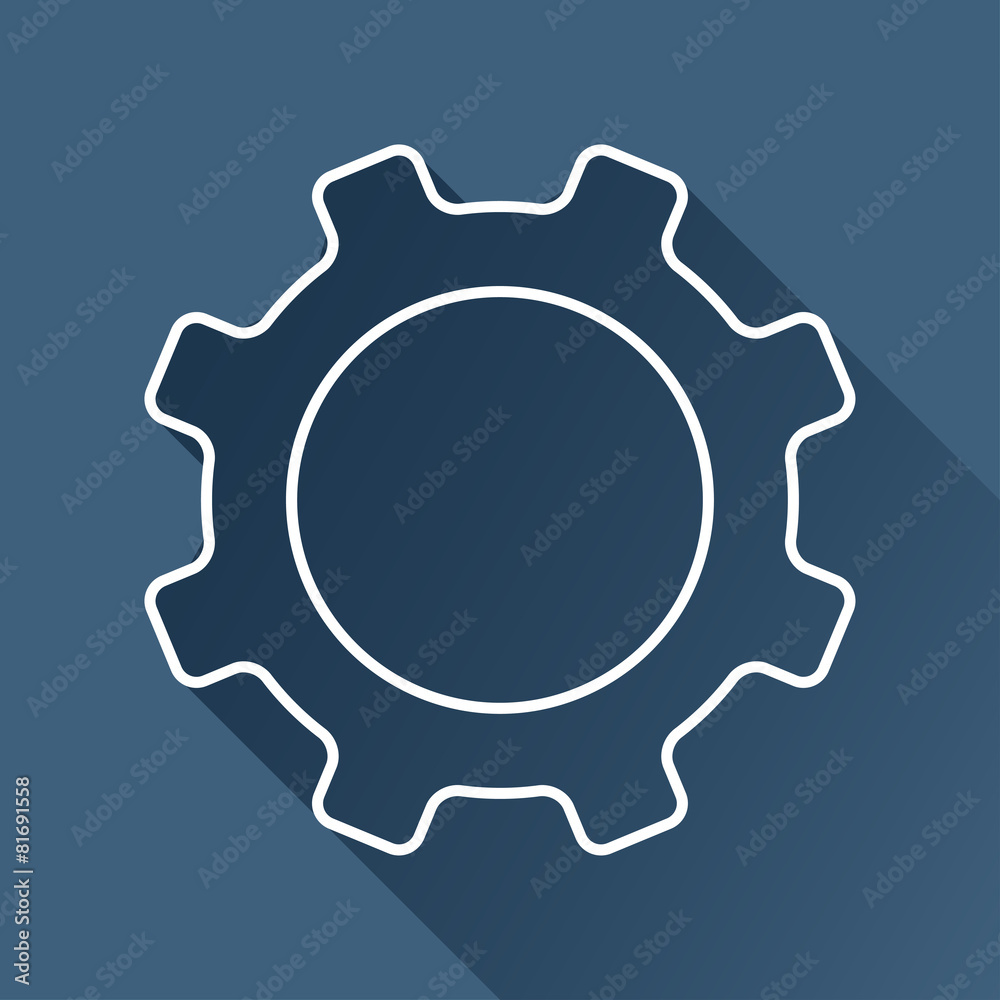 Vector flat cogwheel icon isolated outline. Eps10