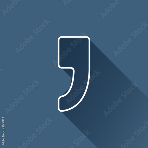 Vector flat comma icon isolated outline. Eps10