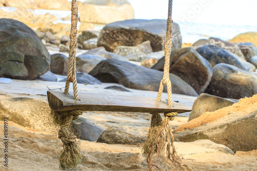 swing on beautiful tropical sea in summer