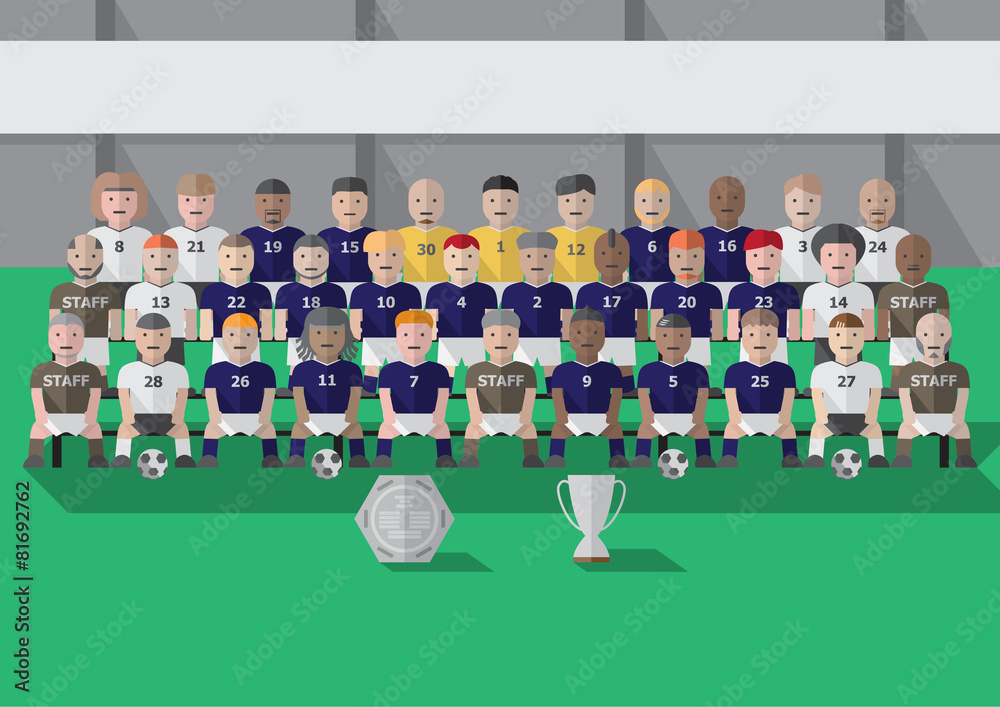 Vector soccer attacker position on pitch flat graphic Stock