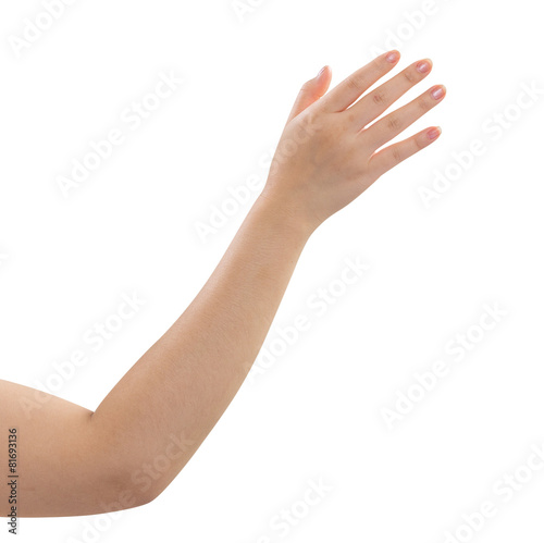 Women hand isolated on white background