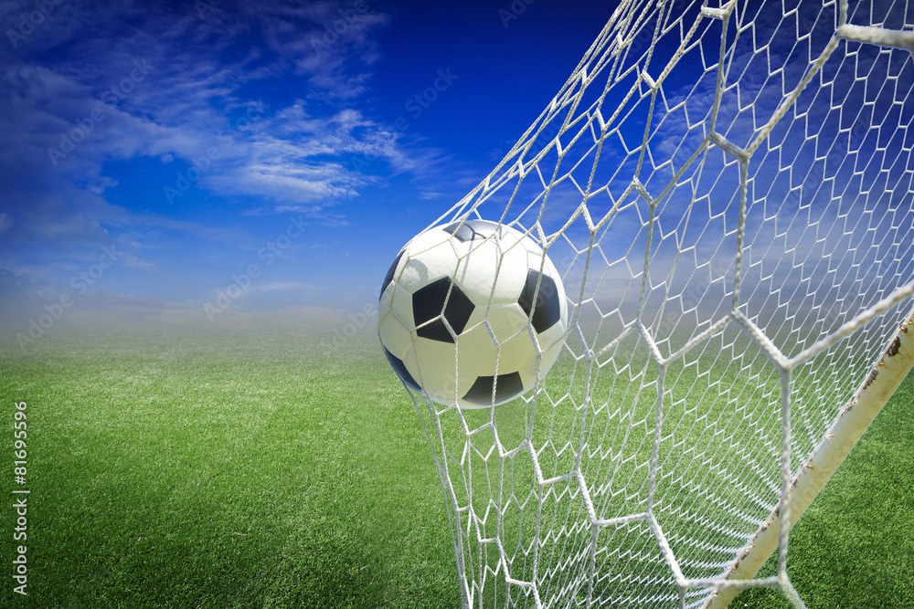 Fototapeta premium soccer ball in goal