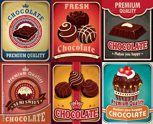 Vintage chocolate poster design set