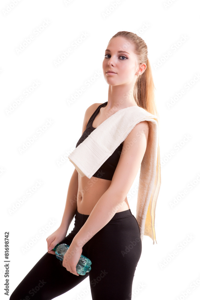 Young healthy girl with bottle of water in hands Young healthy girl with bottle of water in hands