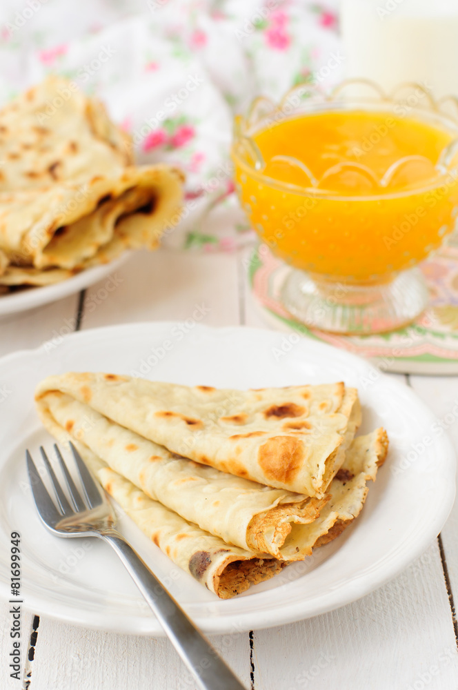 Thin Pancakes with Orange Sauce (Crepe Suzette) Thin Pancakes with Orange Sauce (Crepe Suzette)